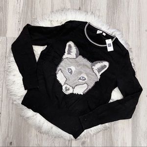 gap black wolf face sweater